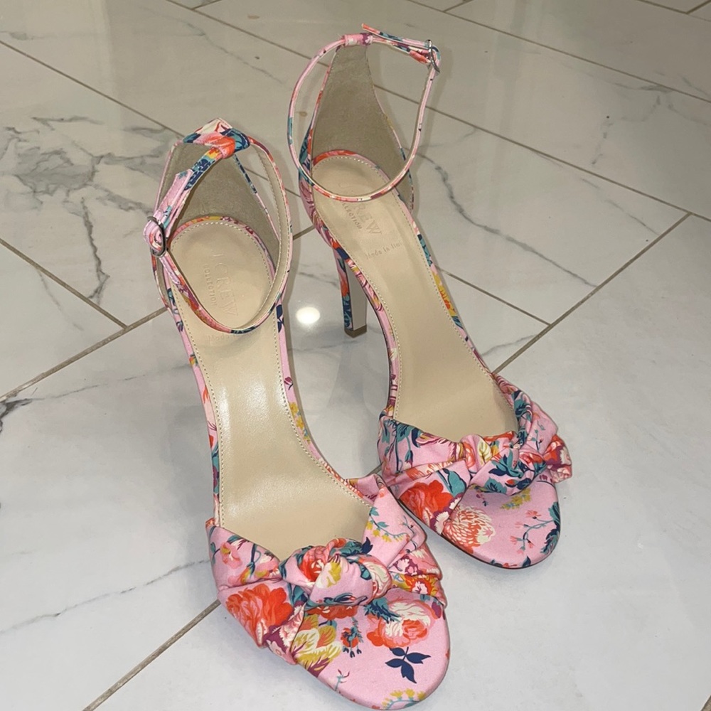 J.Crew collection Liberty high heel sandals, pink floral size 11, never worn